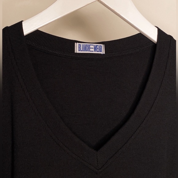 Black Ribbed Cotton Long Sleeve Bodysuit Size Medium NWT Stretchy - Picture 6 of 6